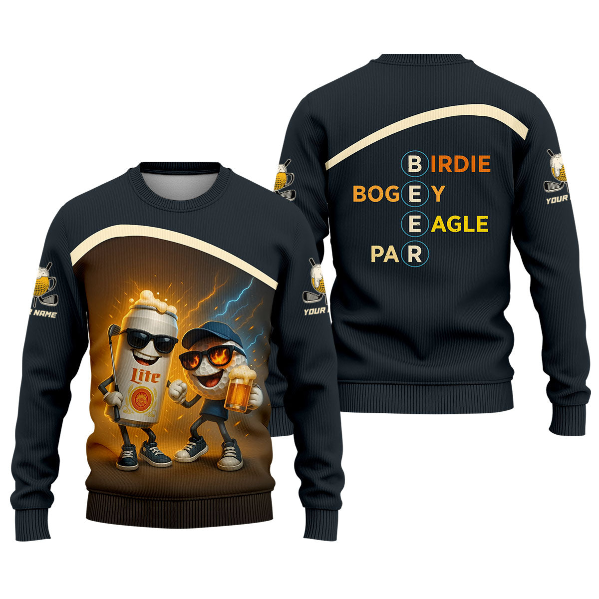 Funny Golf And Beer Custom Polos For Men, Dad Golf Gift, Golfing Apparel, Mens Polo Shirts