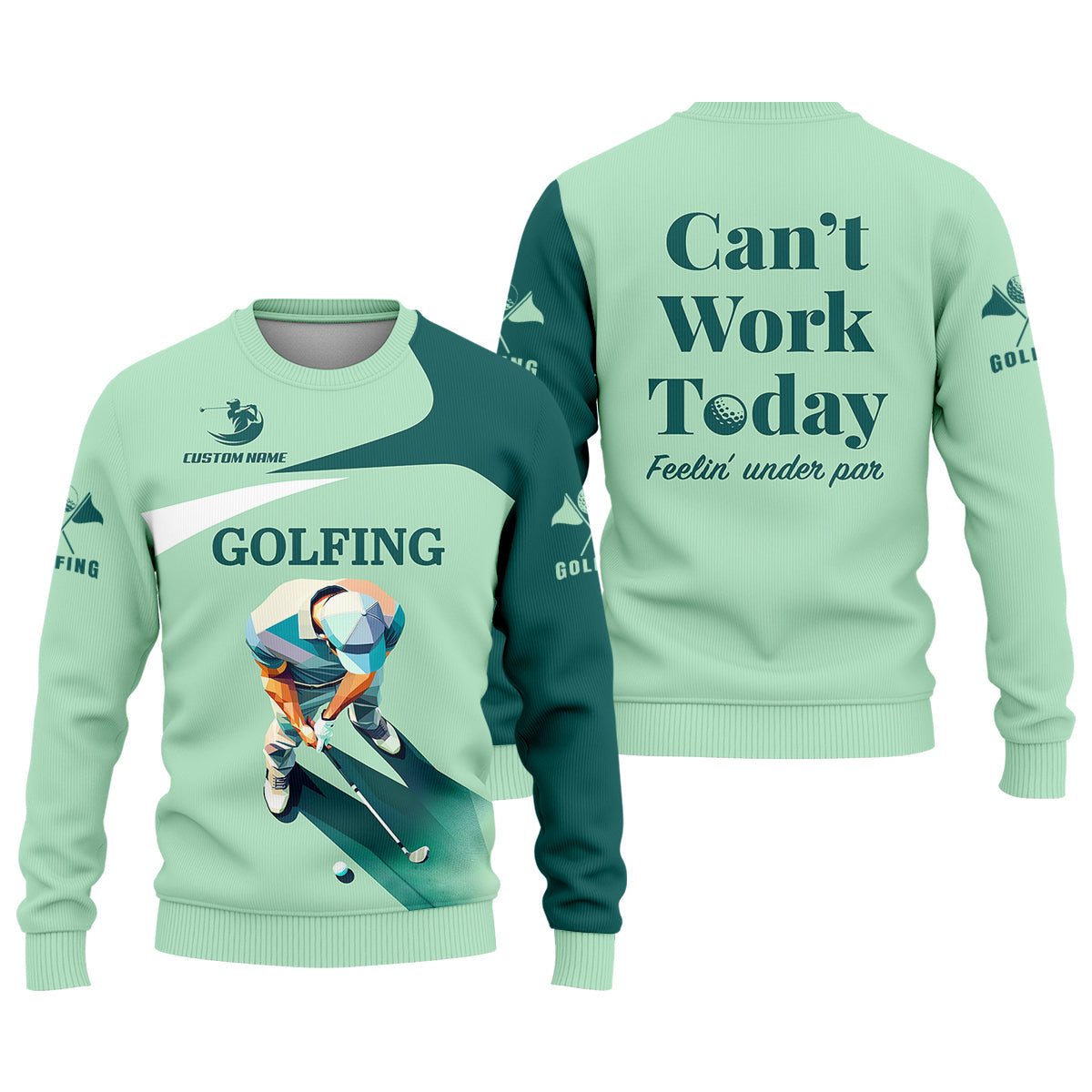 Can't Work Today Feelin Under Par Custom Men's Golf Polo Shirt, Funny Golf Shirt, Gift For Golfers