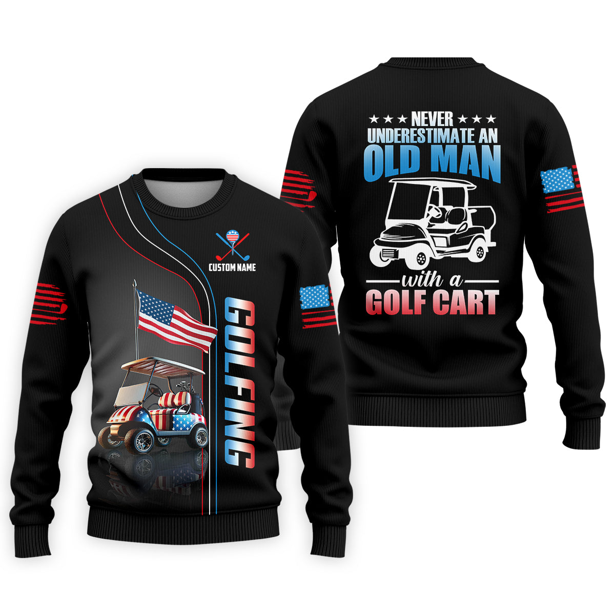 Never Underestimate An Old Man Custom Men's Golf Polo Shirt, Funny Golf Shirt, Dad Golf Gift