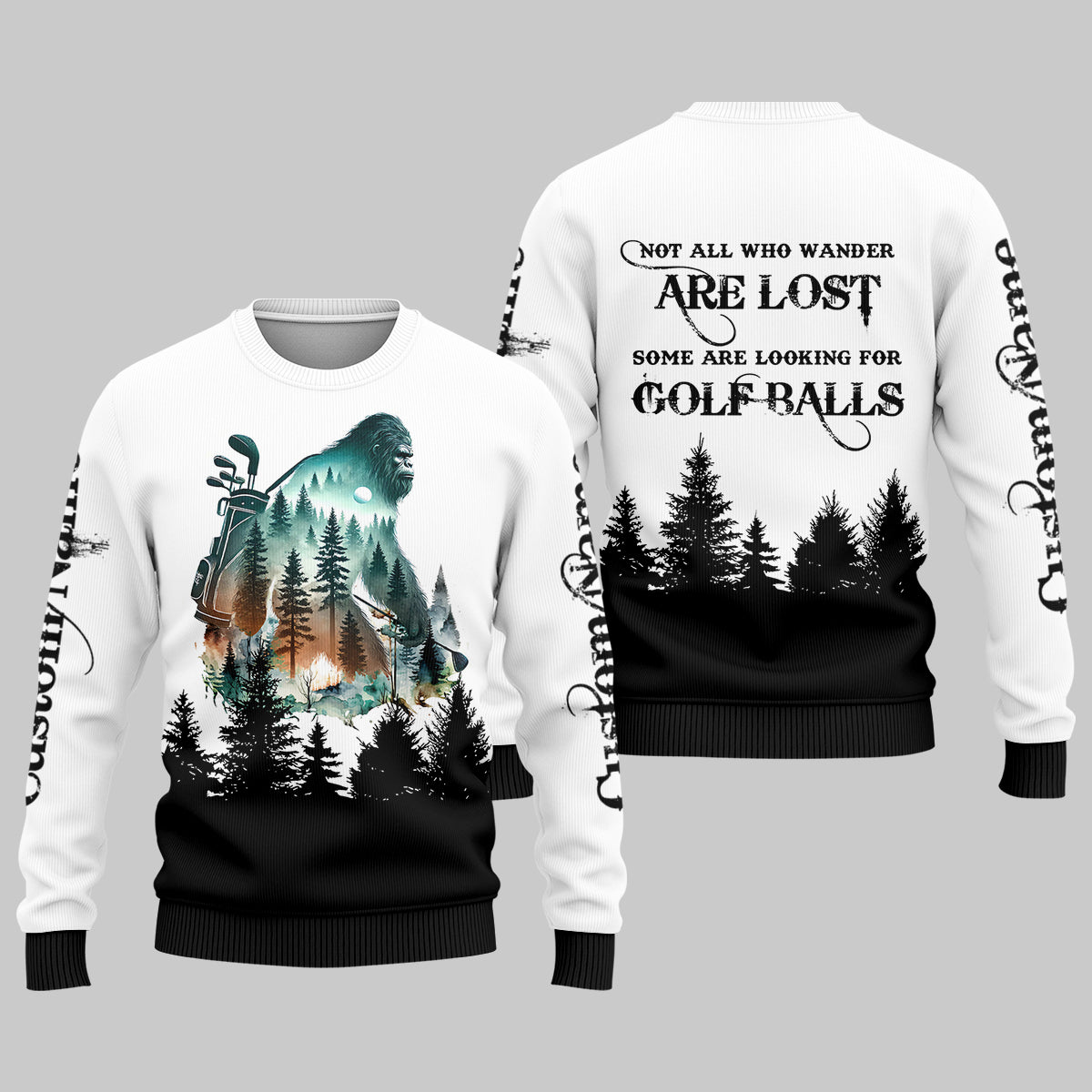 Not All Who Wander Are Lost Bigfoot Hunter Men's Golf Polo Shirt, Golf Lover Gifts, Funny Golf Shirt