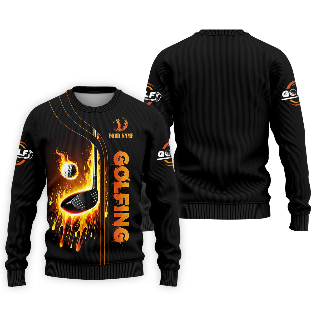 Fire Golf Ball Custom Men's Golf Polo Shirt, Funny Golf Shirt, Dad Golf Gifts