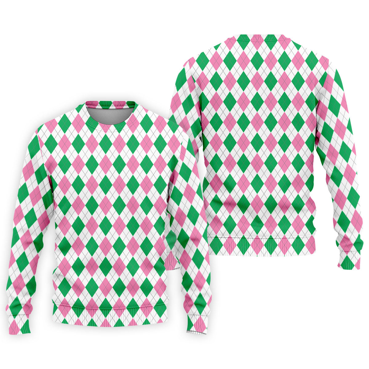Green Pink Argyle Men Golf Shirts, Funny Golf Polos, Unique Gift For Golfer