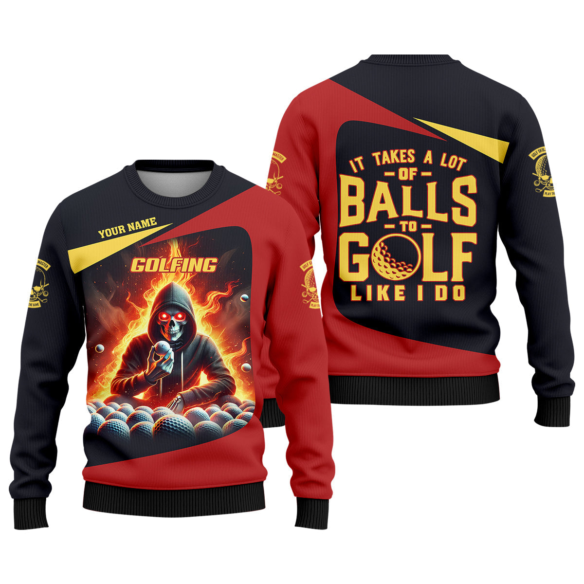 It Takes A Lot of Balls to Golf Like I Do Custom Skull Funny Golf Polo Shirt, Dad Golf Gifts