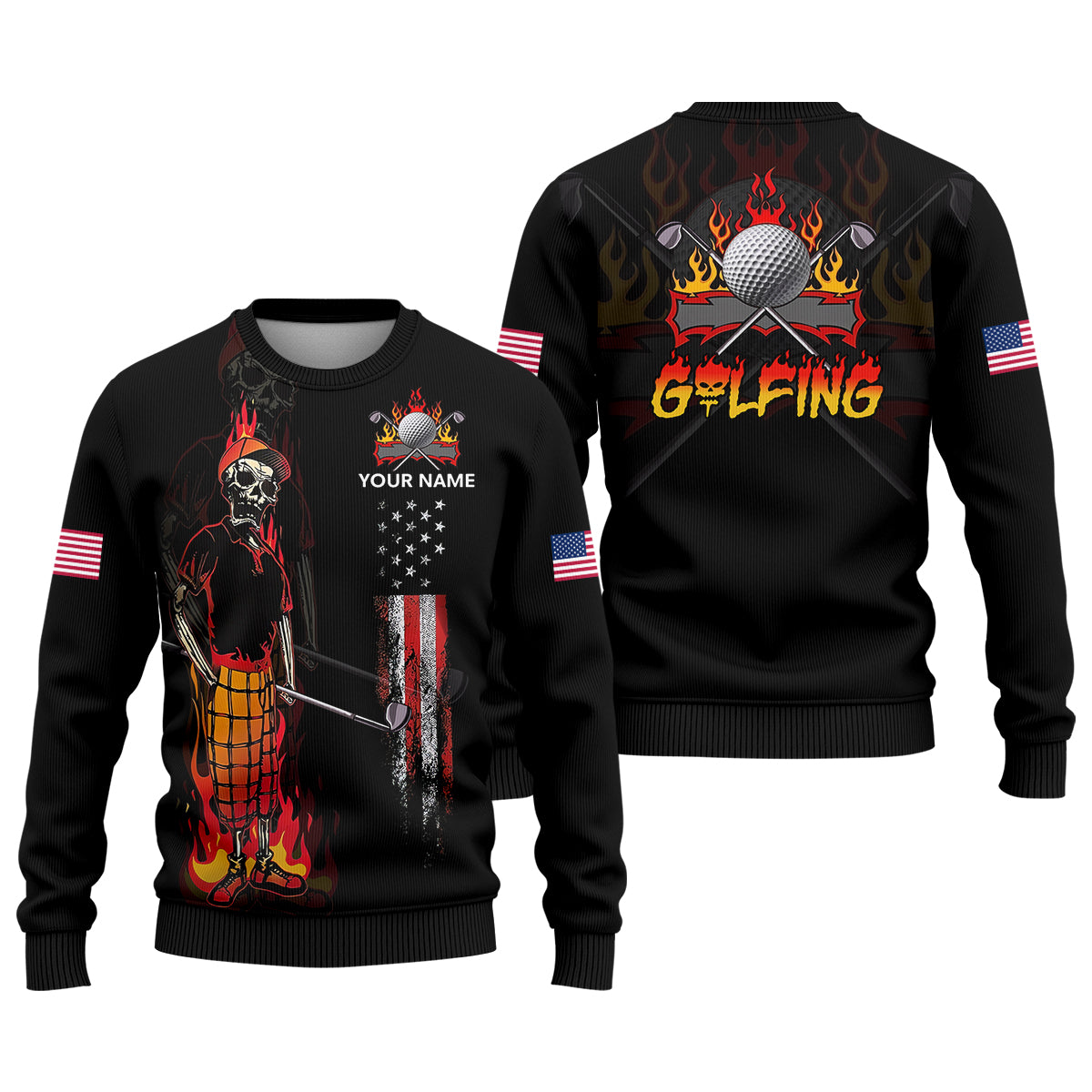 Custom Skull Golf Polo Shirt, Mens Golf Gift, Funny Golf Shirt