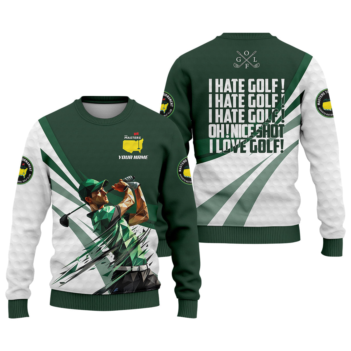 I Hate Golf Augusta Masters Tournament Custom Men's Golf Polo Shirt, Funny Gift For Golfer