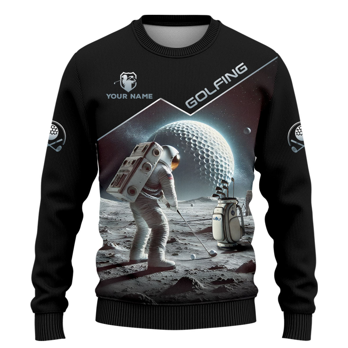 Outer Space Personalized Funny Men's Golf Polo Shirt, Christmas Golf Gift