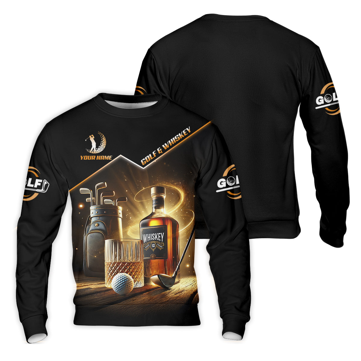 Golf And Whiskey Custom Men's Golf Polo Shirt, Whiskey Golf Shirt, Gift For Golfers