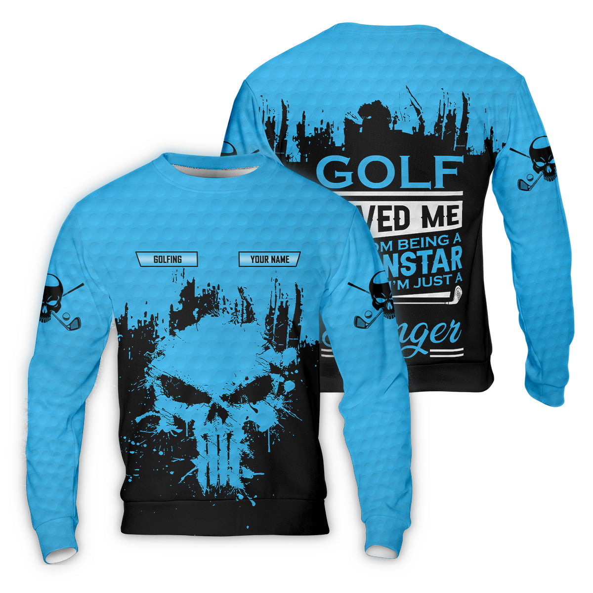 Golf Saved Me From Being A Porn Star Now I'm Just A Swinger Custom Funny Skull Golf Polo Shirt, Dad Golf Gift