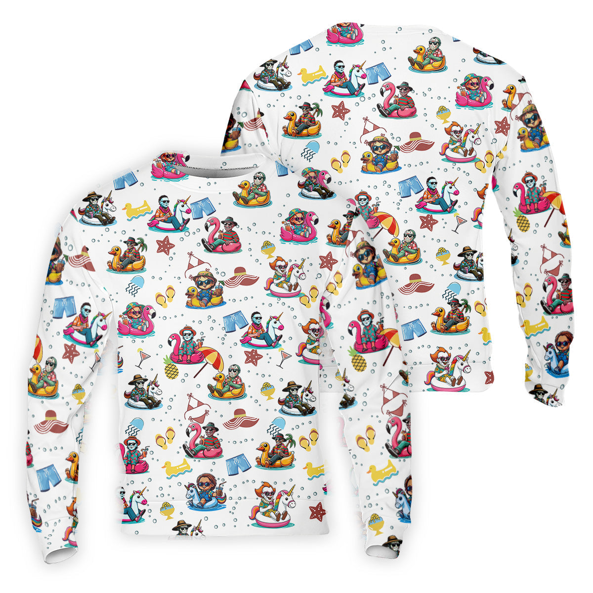 Funny Horror Character Pool Party Hawaiian Shirt, Halloween Movie Shirt, Horror Movie Shirt, Funny Hawaiian Shirt