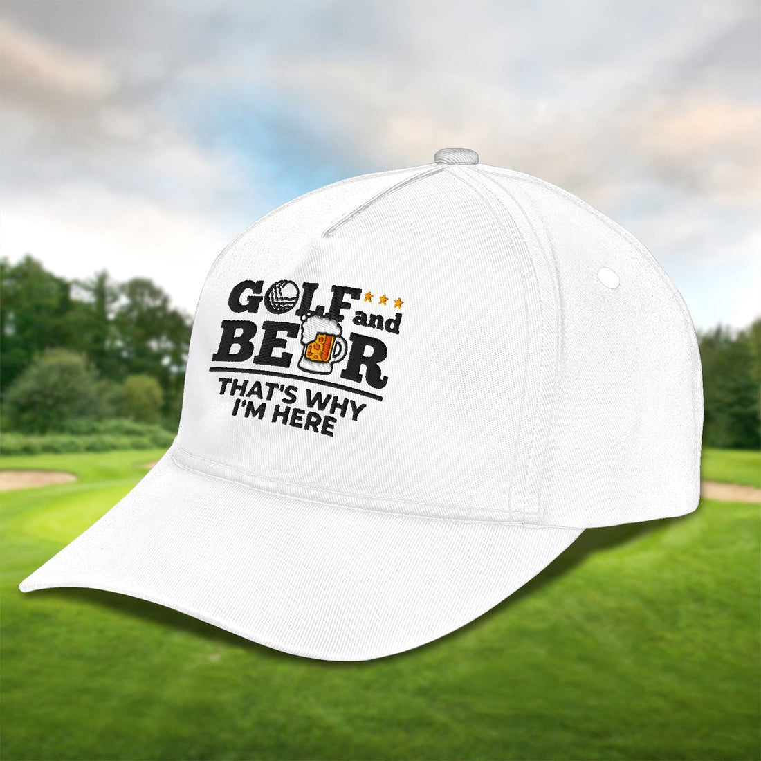 Golf And Beer Embroidered Baseball Cap, Golf Hat, Dad Golf Gift