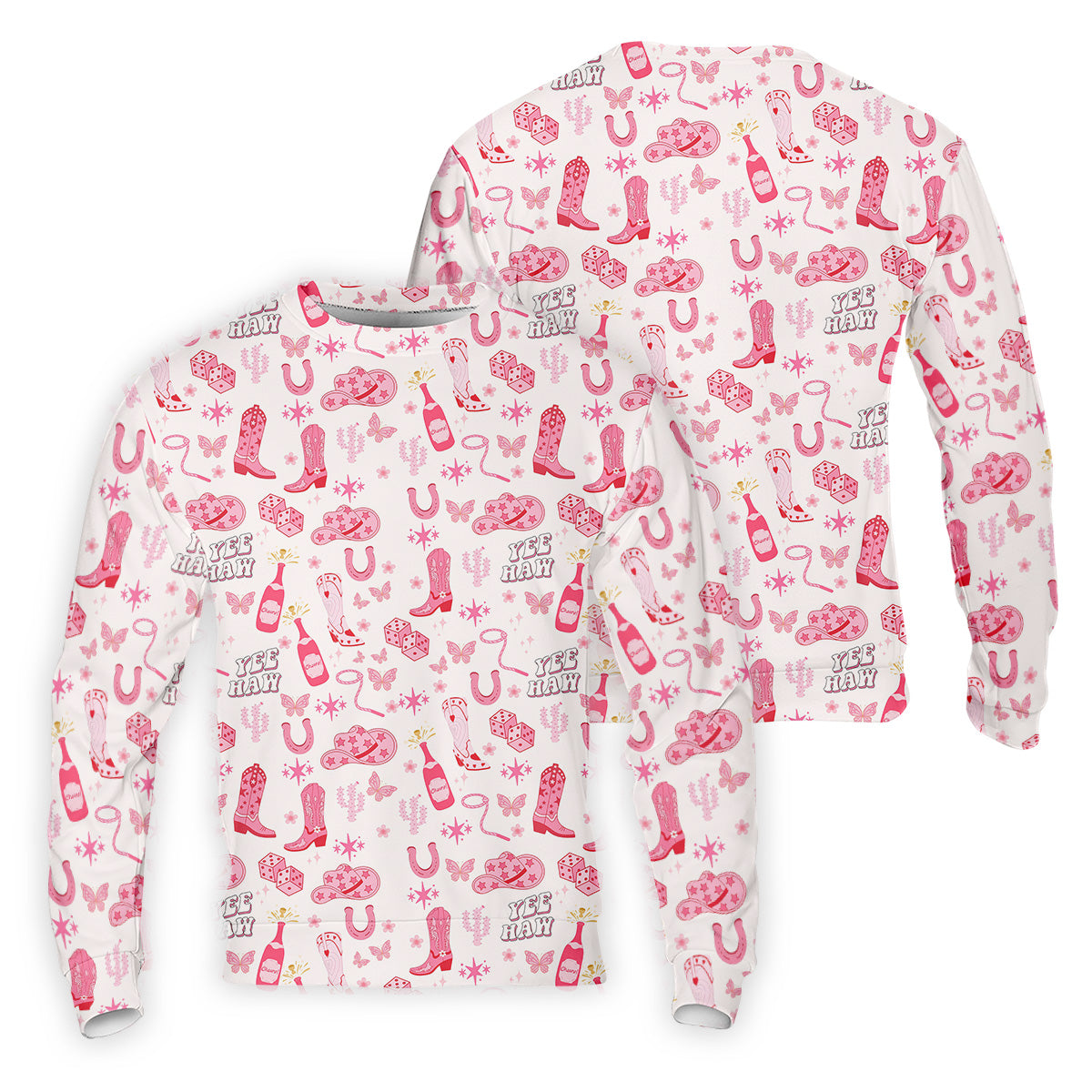 Yee Haw Cowgirl Pink Golf Polo, Western Golf Shirt, Fun Golf Shirts For Men, Golfing Apparel