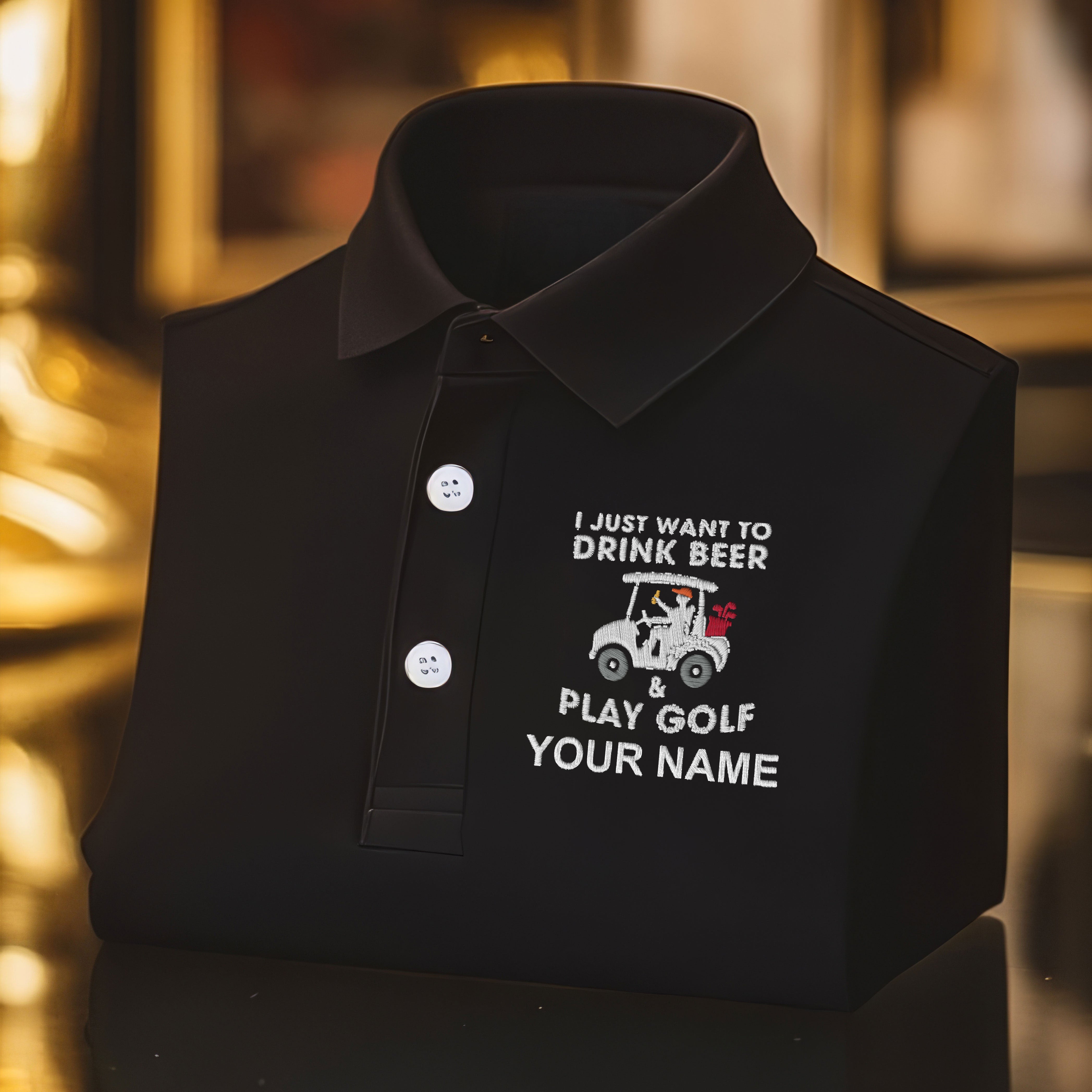 Golf And Beer Life Style Embroidery Polo Shirt, Mens Golf Shirt, Dad Golf Gift