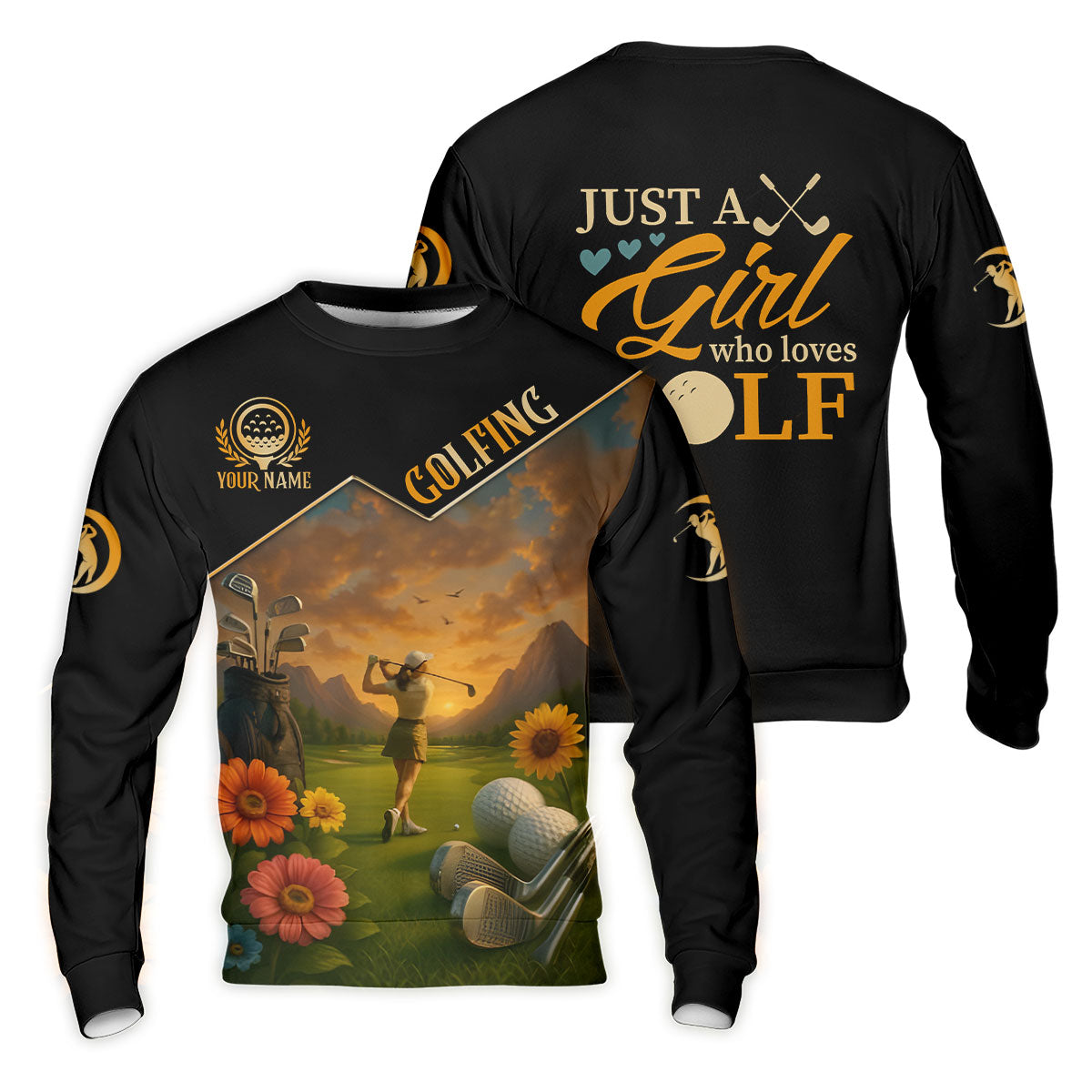 Just A Girl Who Loves Goft Custom Womens Golf Polo Shirt, Ladies Golf Shirts, Womens Golf Clothes