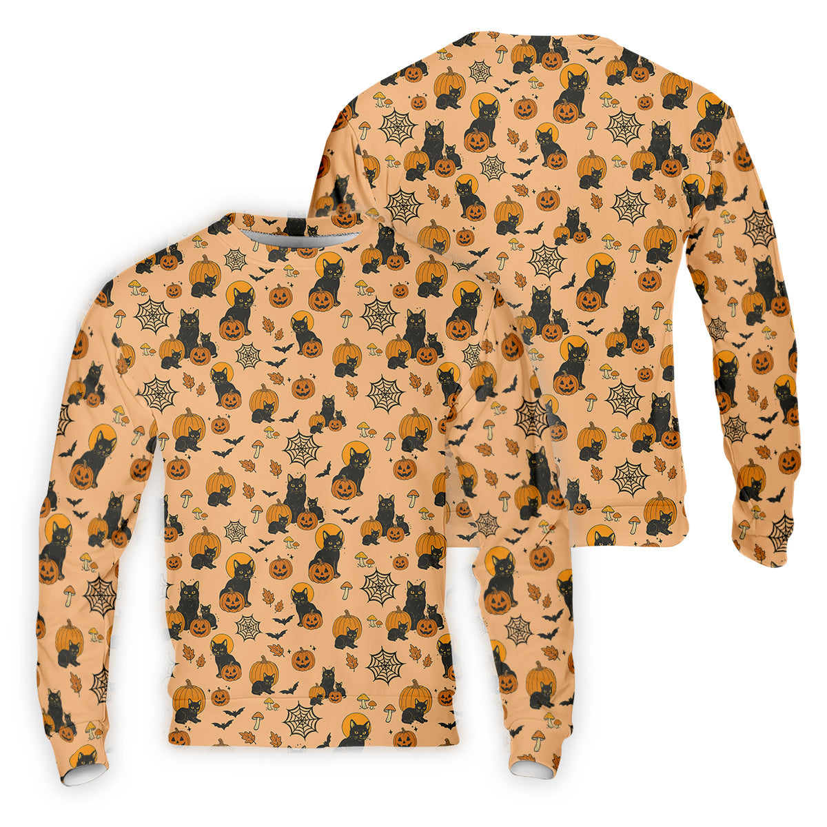 Black Cat Pumpkin Halloween Golf Shirt, Orange Golf Shirt, Mens Golf Polo Shirts, Golfing Apparel