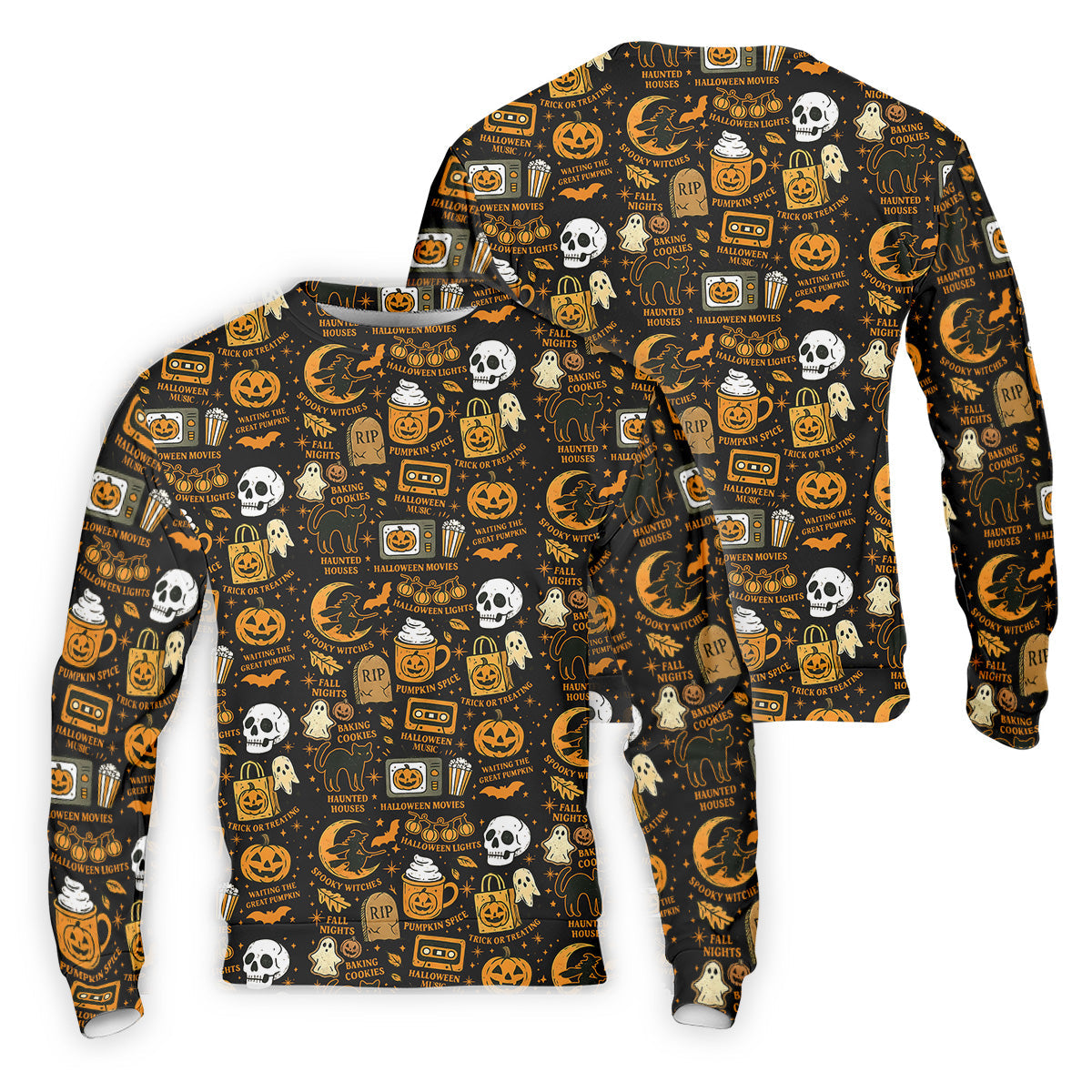 Vintage Halloween Cat Golf Polo Shirts, Halloween Theme Shirts, Ghost Pumpkin Mens Golf Polo Shirts, Golfing Apparel