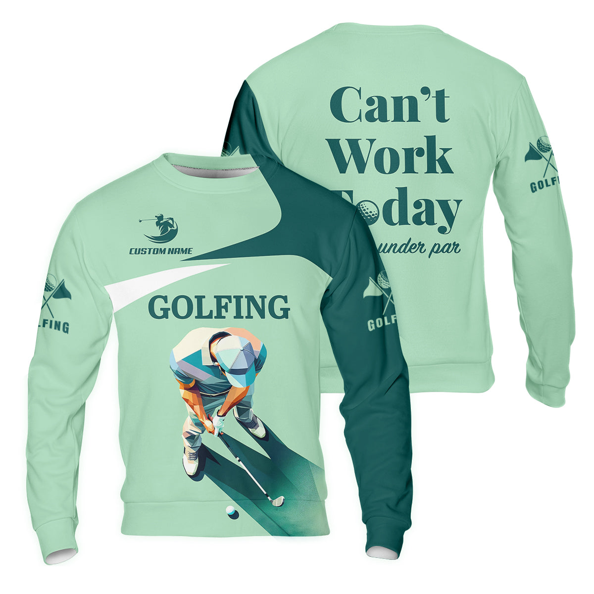 Can't Work Today Feelin Under Par Custom Men's Golf Polo Shirt, Funny Golf Shirt, Gift For Golfers