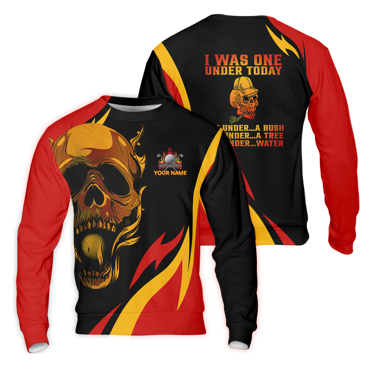 Custom Fire Skull Men's Golf Polo Shirt, Mens Golf Gift, Funny Golf Shirt