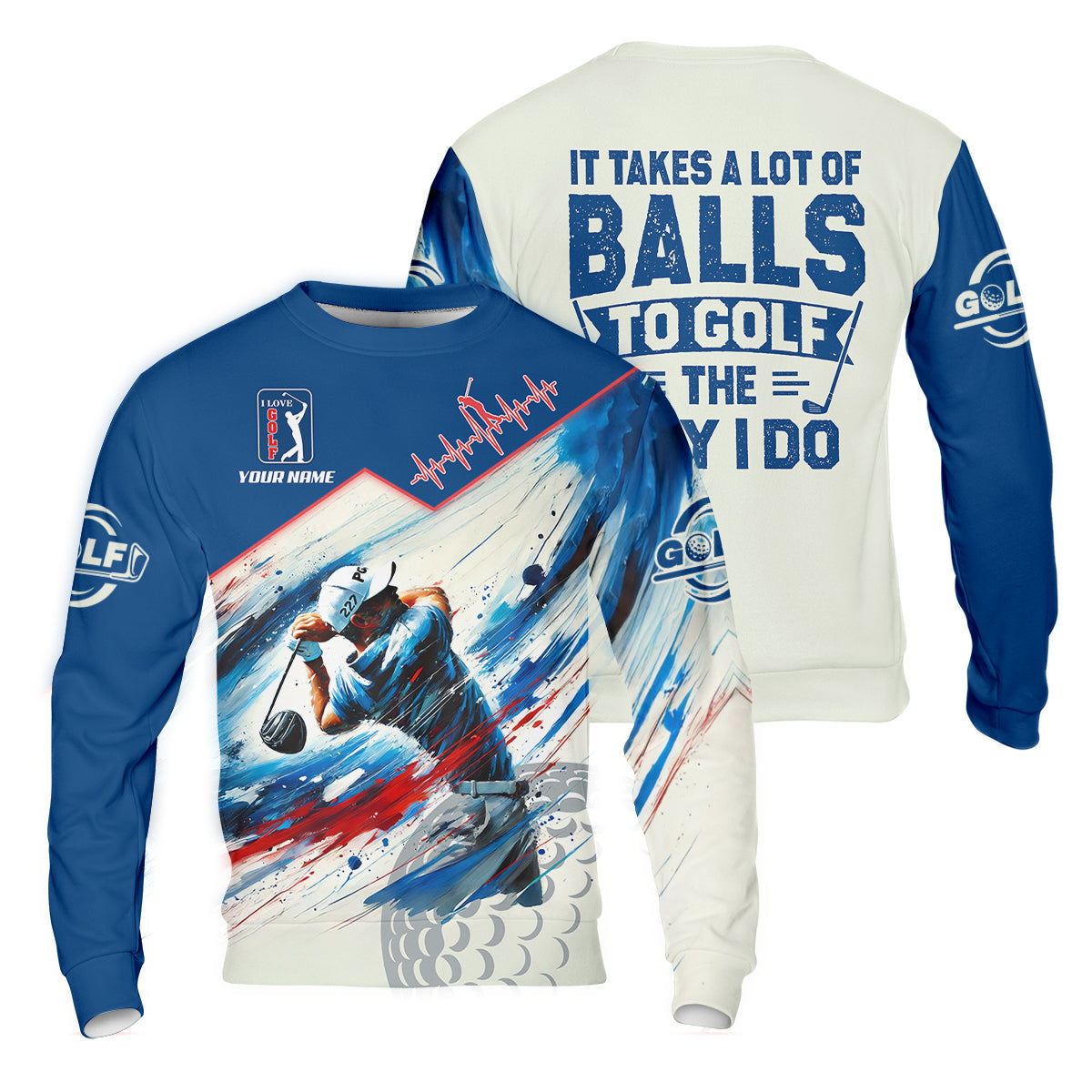 It Takes A Lot Of Balls To Golf The Way I Do Custom Men's Golf Polo Shirt, Mens Golf Gift, Mens Golf Shirt