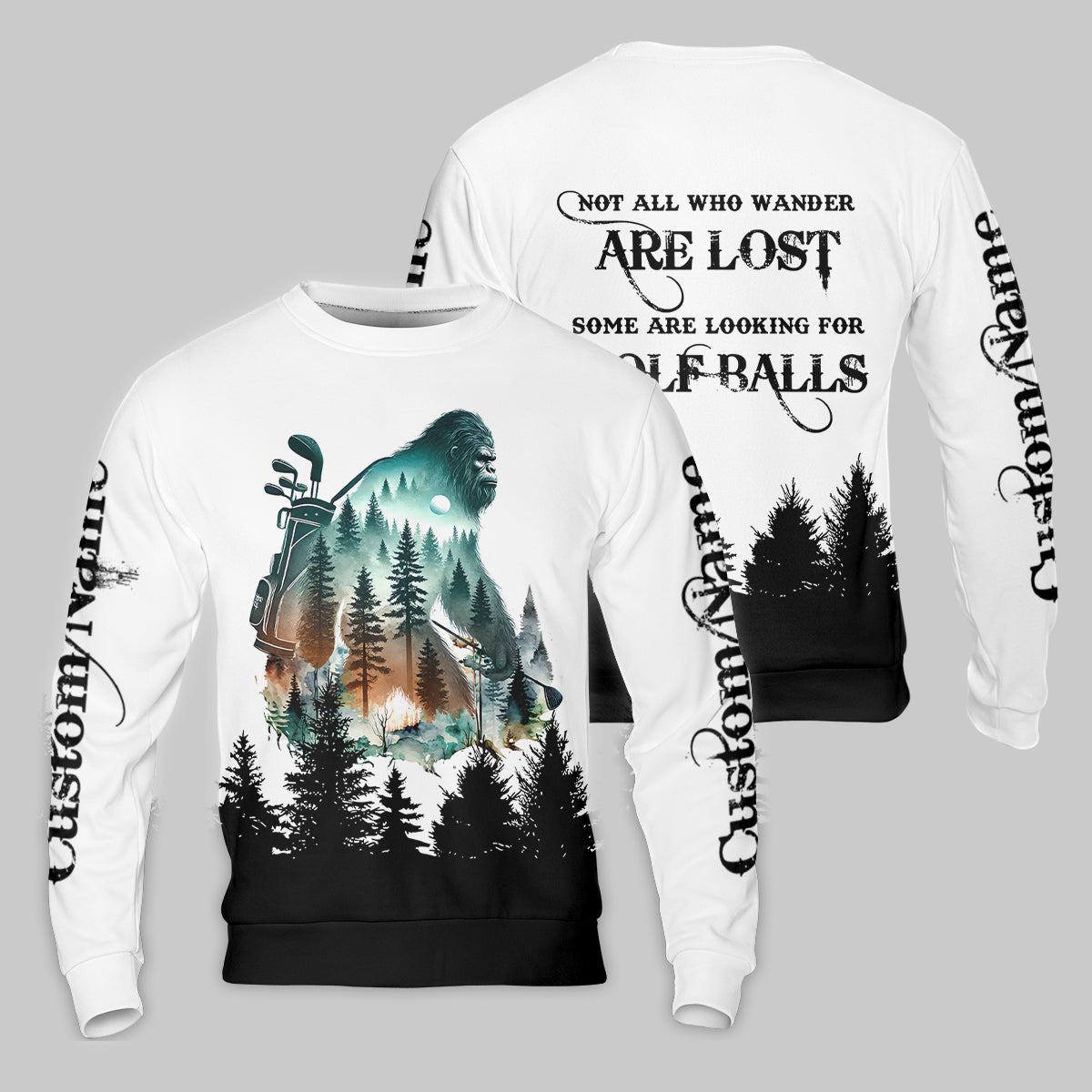 Not All Who Wander Are Lost Bigfoot Hunter Men's Golf Polo Shirt, Golf Lover Gifts, Funny Golf Shirt