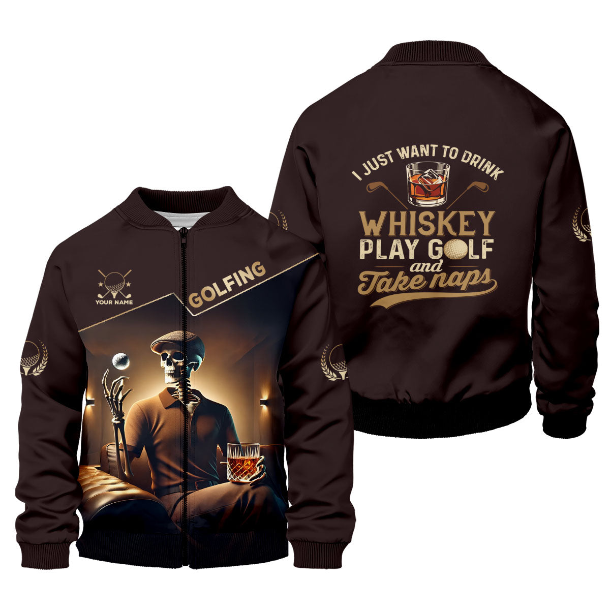I Just Wanna To Drink Whiskey And Play Golf Customize Golf Shirts For Men, Best Gifts For Golfers, Dad Golf Gift