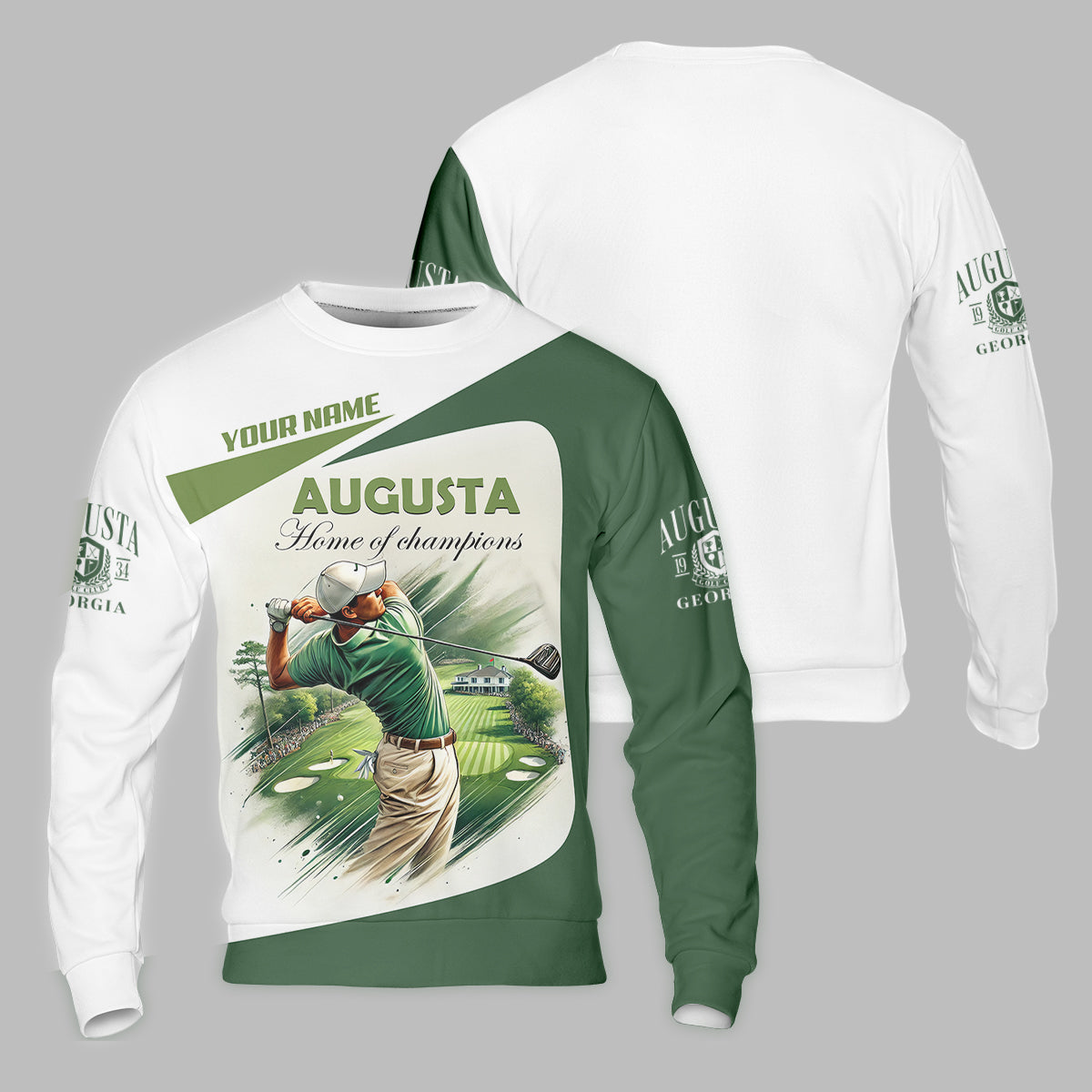 Custom Augusta Golfer Home Of Champions Men's Golf Polo Shirt, Mens Golf Gift, Mens Golf Shirt