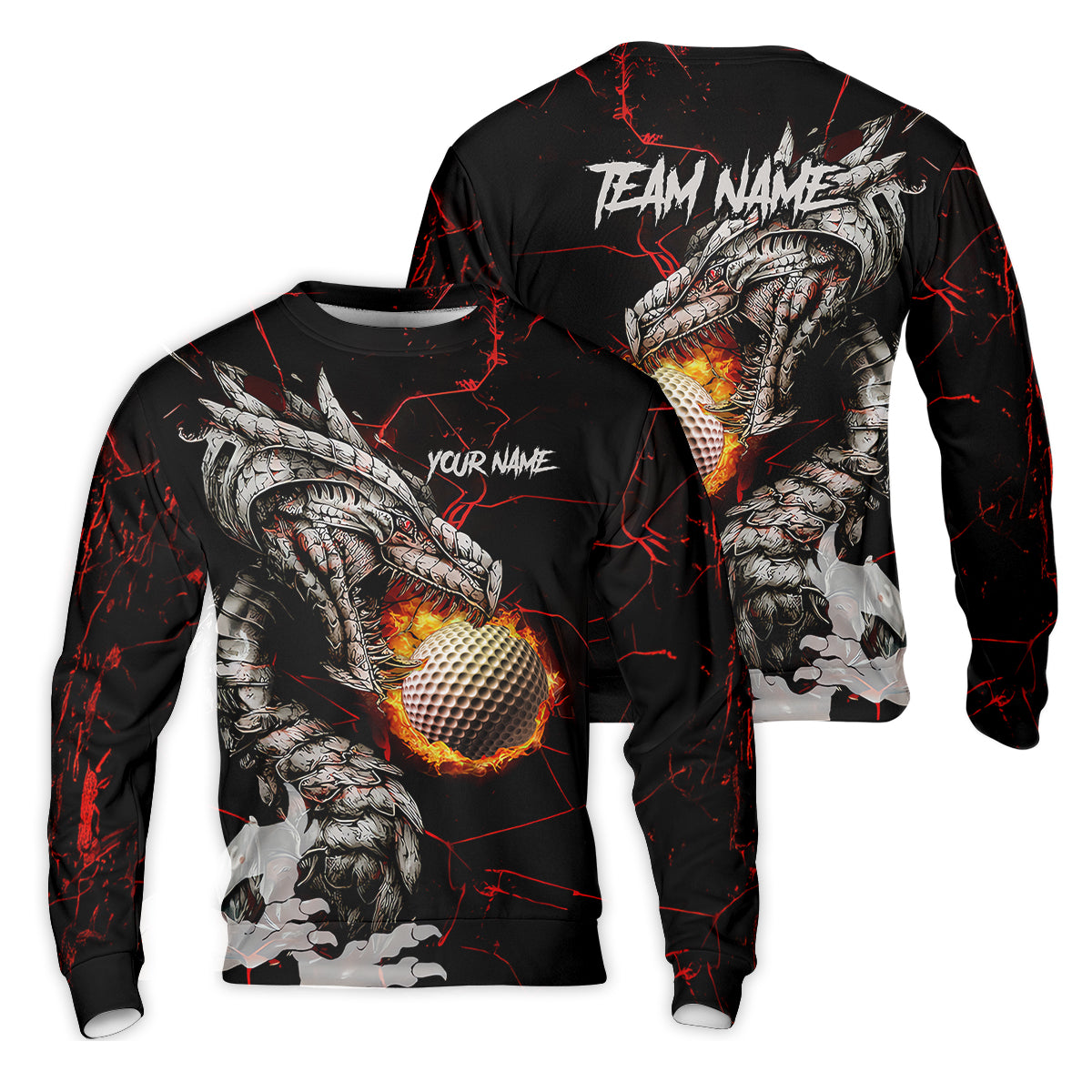 Flaming Dragon Custom Golf Polo Shirt, Dad Golf Gift, Golf Lover Gifts