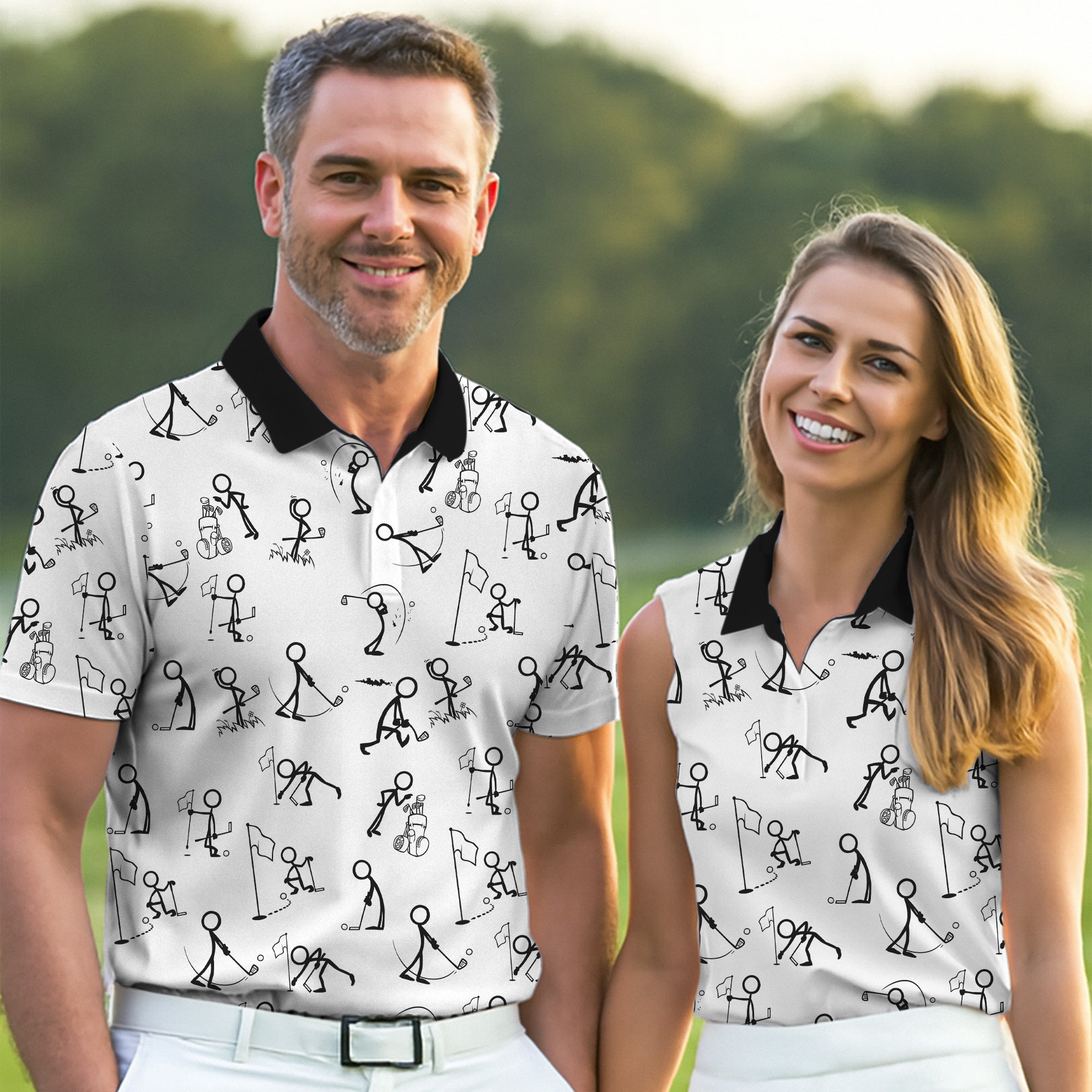 Personalized Mens Fun Golf Polos, Mens Funny Golf Shirts, Golf Gift Ideas For Him, Matching Golf Shirts