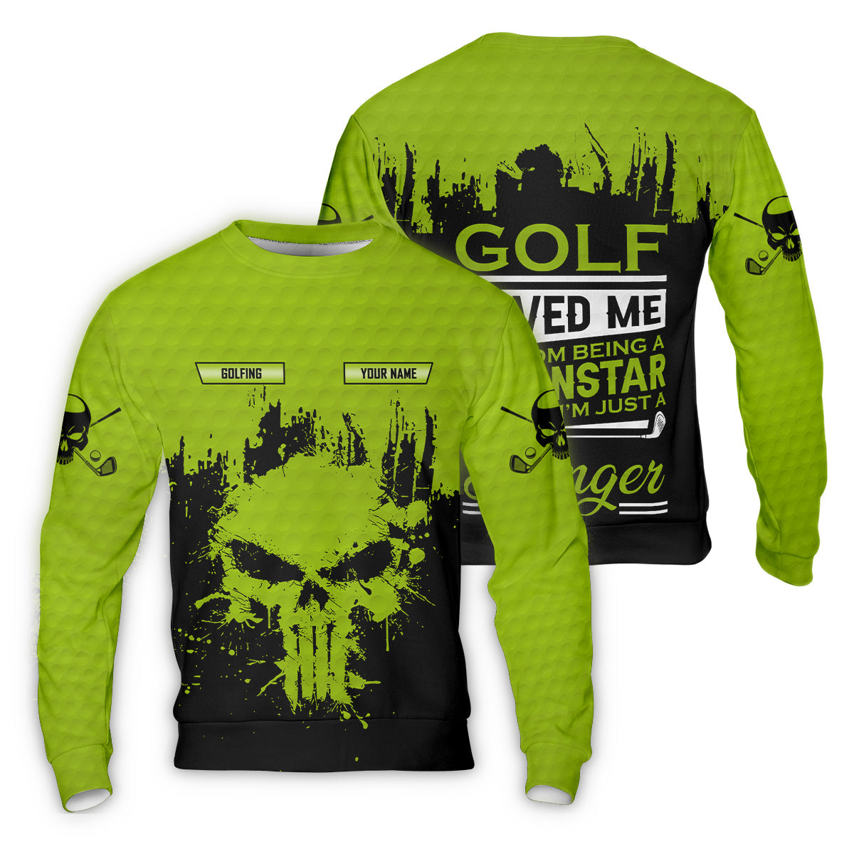 Golf Saved Me From Being A Porn Star Now I'm Just A Swinger Custom Green Skull Golf Polo Shirt, Dad Golf Gift