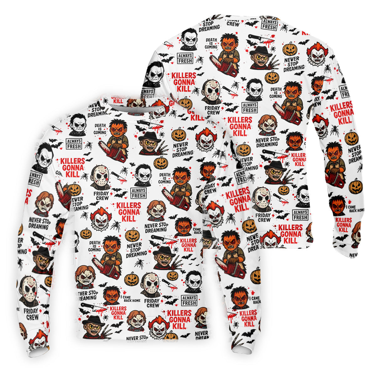 Classic Horror Characters Halloween Golf Shirt, Men's Golf Polo Shirts, Horror Movie Shirt