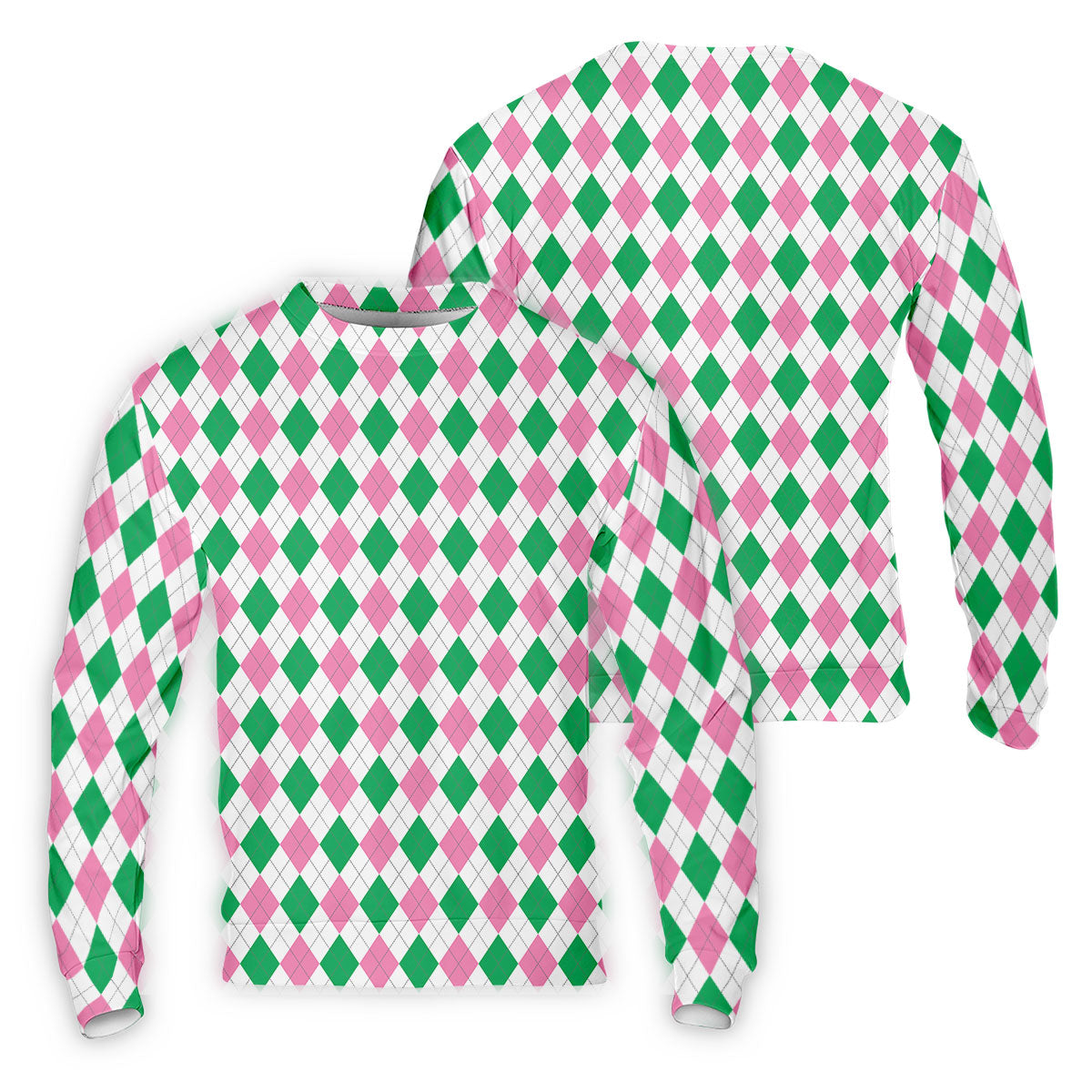 Green Pink Argyle Men Golf Shirts, Funny Golf Polos, Unique Gift For Golfer