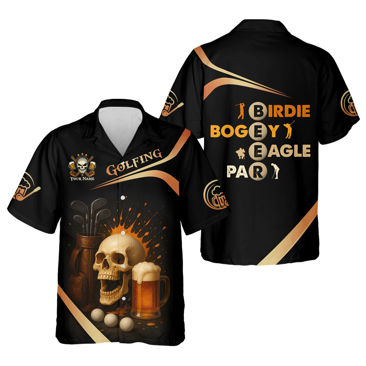 Funny Skull Beer Customize Golf Shirts For Men, Golfing Shirt, Best Gifts For Golfers, Dad Golf Gift