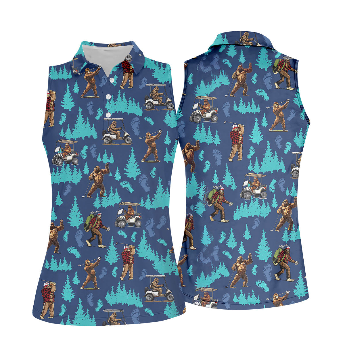 Bigfoot Golfing Women's Polo Shirt, Funny Bigfoot Golf Shirt, Ladies Golf Shirt, Women Golf Shirt