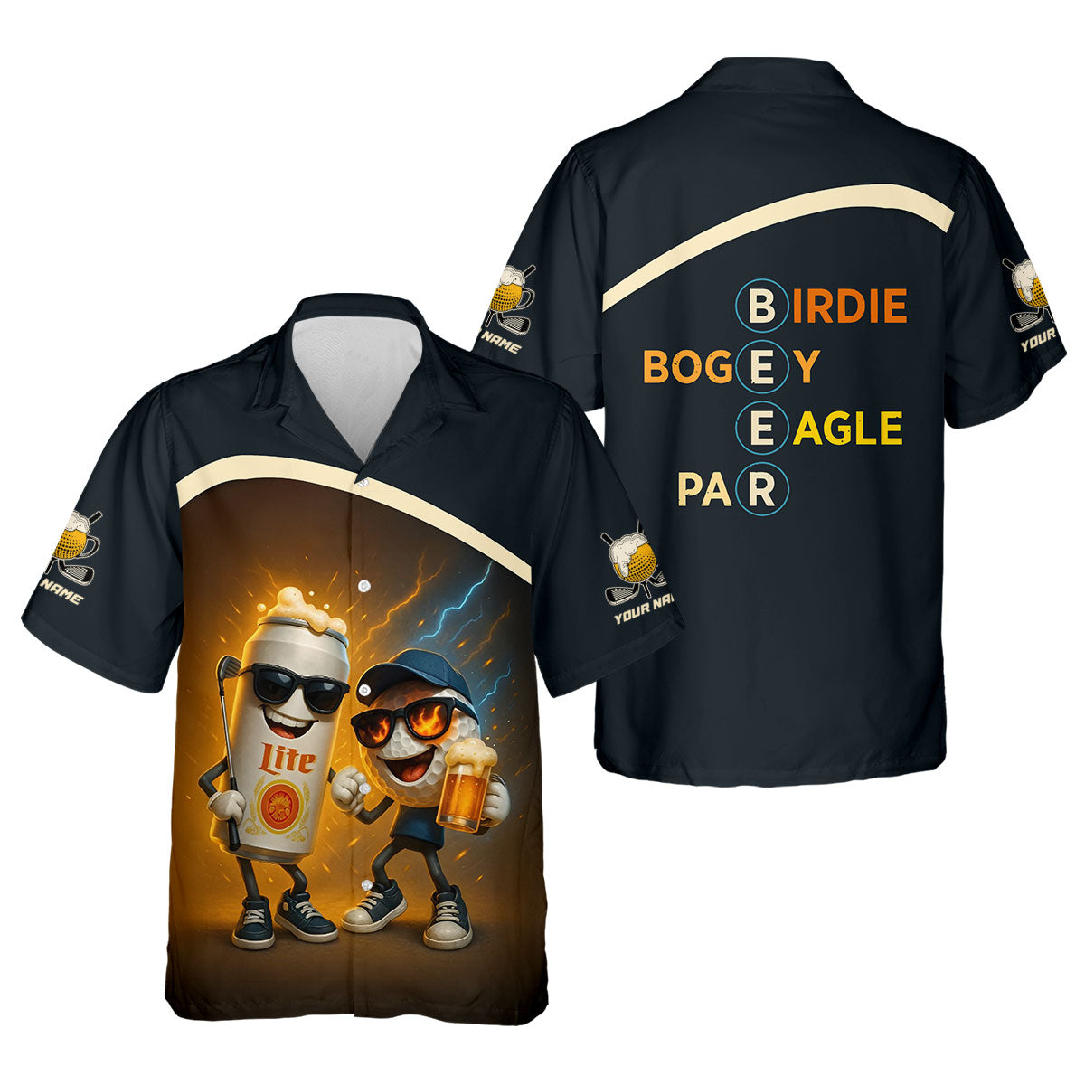 Funny Golf And Beer Custom Polos For Men, Dad Golf Gift, Golfing Apparel, Mens Polo Shirts