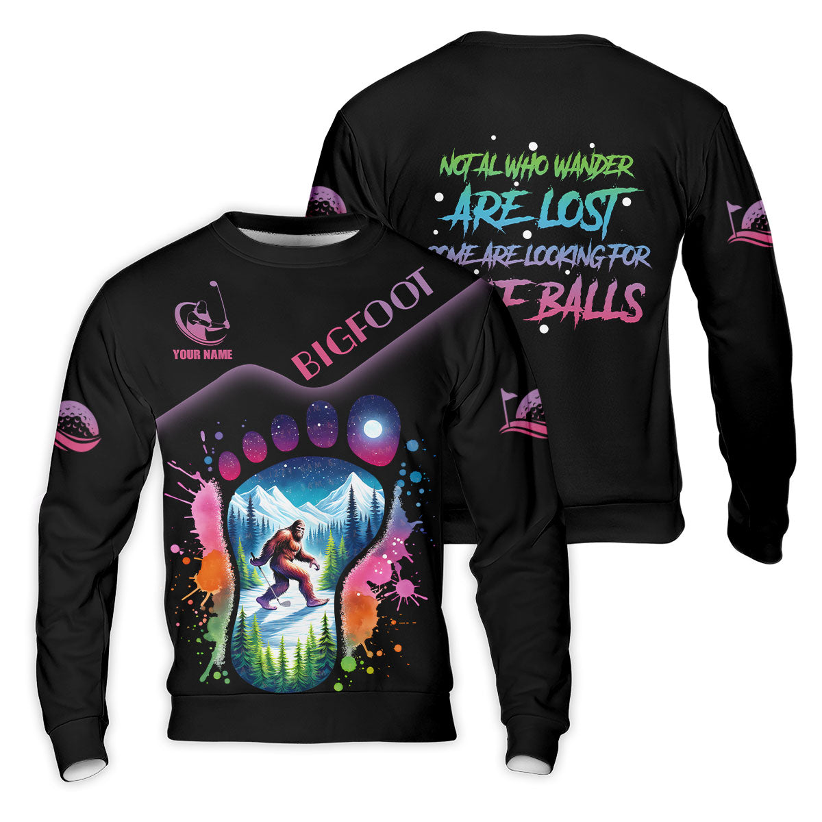 Funny Bigfoot Custom Womens Golf Polo Shirt, Ladies Golf Shirts, Golfing Apparel, Women Golf Gifts