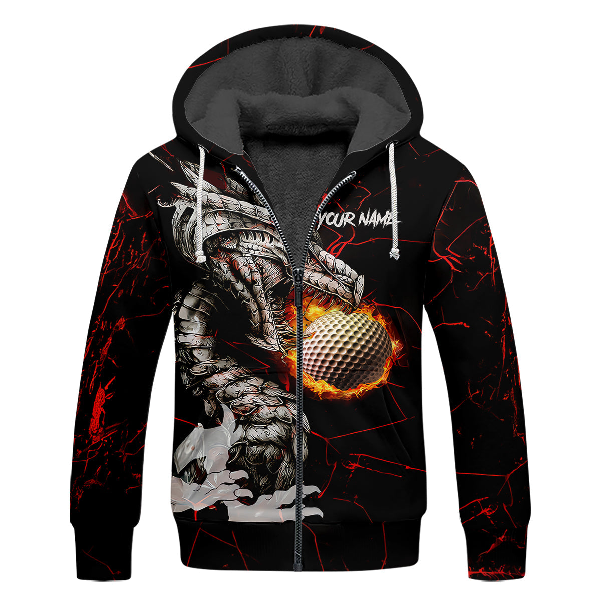 Flaming Dragon Custom Golf Polo Shirt, Dad Golf Gift, Golf Lover Gifts