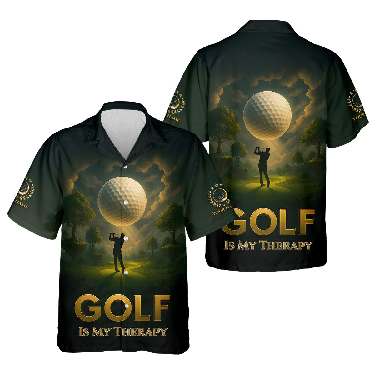 Golf Is My Therapy Cool Golf Polos, Golf Shirts For Men, Personalized Golf Ball Hoodies For Men, Customized Golf Polos
