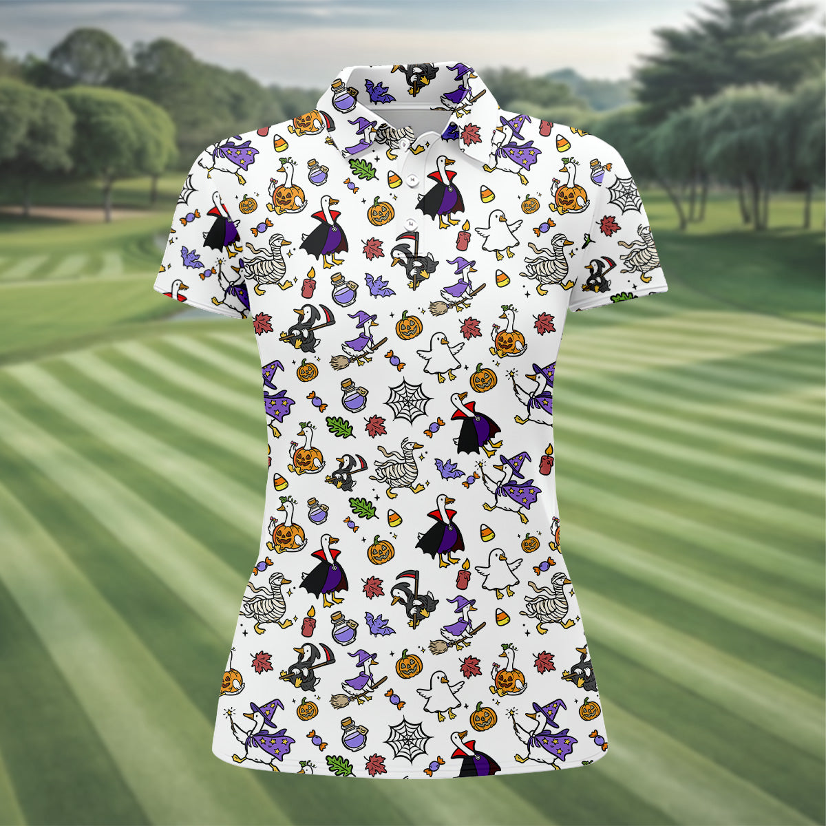 Goose Halloween Golf Shirt, Patterned Golf Polos, Ladies Sleeveless Golf Shirts, Ladies Golf Shirts
