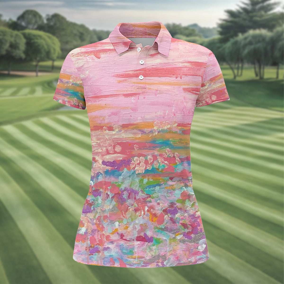 Ombre Colorful Breast Cancer Golf Shirt, Couple Golf Shirt, Matching Golf Shirt, His And Hers Golf Shirts