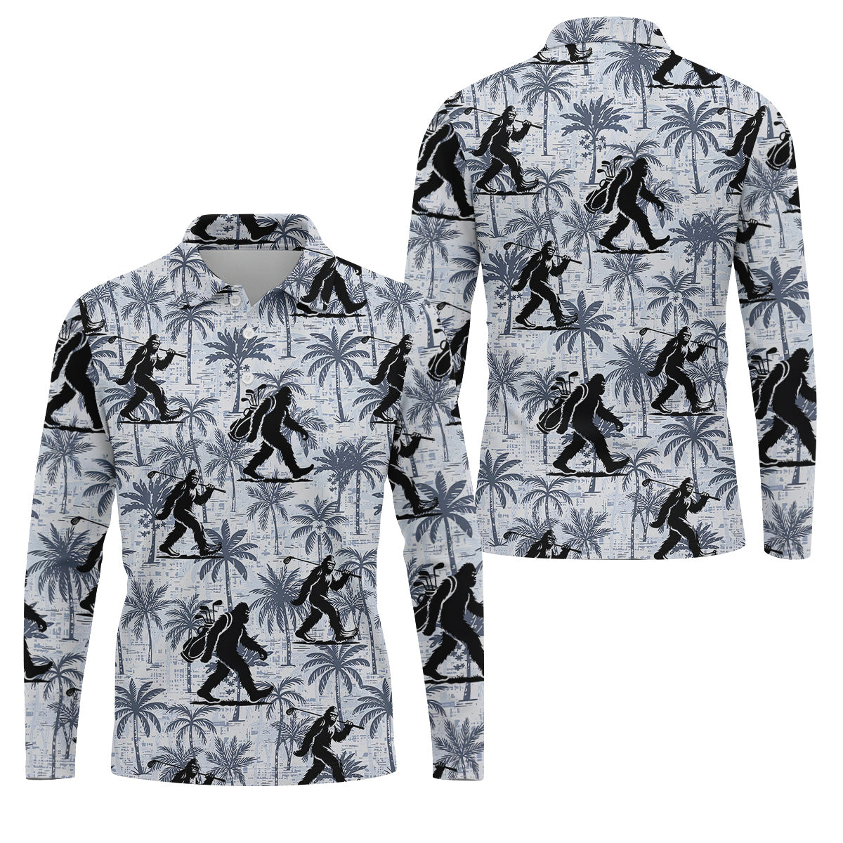 Funny Bigfoot Golf Hawaiian Shirt, Tropical Golf Shirts, Mens Golf Polo Shirts, Cool Golf Gifts