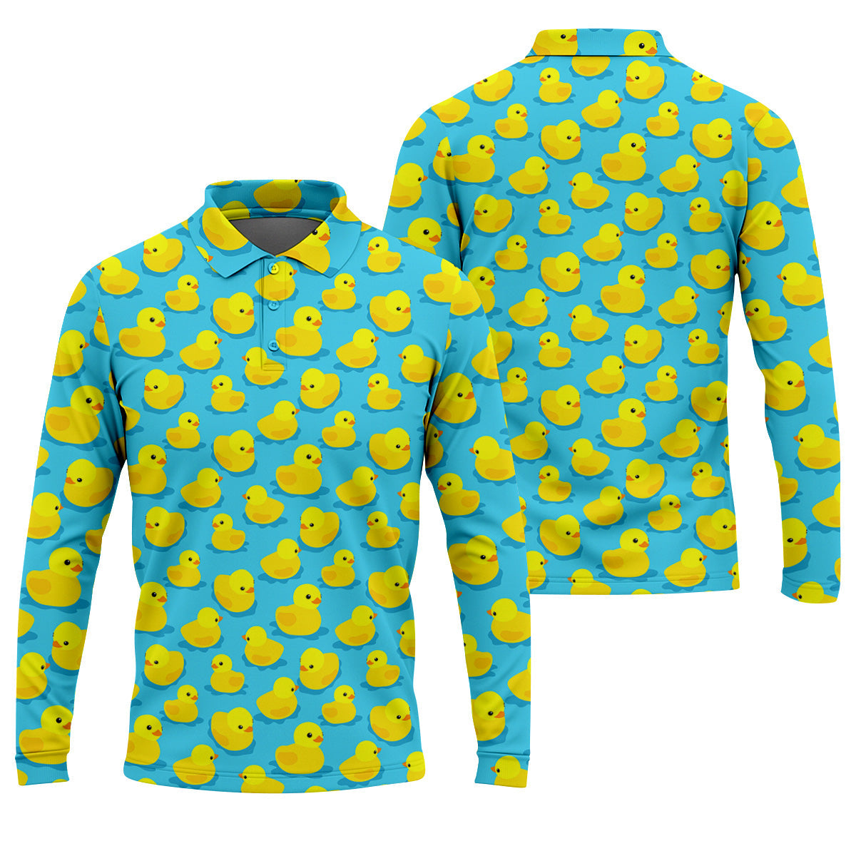 Funny Yellow Duck Men's Golf Polo Shirt, Fun Golf Polo Shirt, Men Fun Golf Shirts, Golf Gift For Him