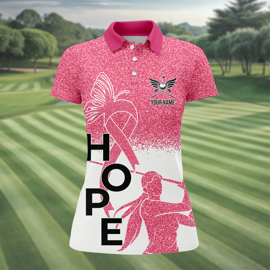 Hope Breast Cancer Golf Shirt, Breast Cancer Support Shirts, Ladies Golf Shirt, Womens Sleeveless Polo Shirt