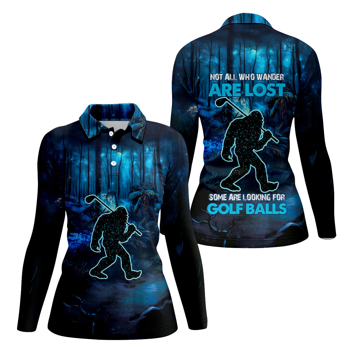 Not All Who Wander Are Lost Bigfoot Women's Golf Polo Shirt, Bigfoot Golf Shirt, Ladies Golf Shirt, Women Golf Shirt