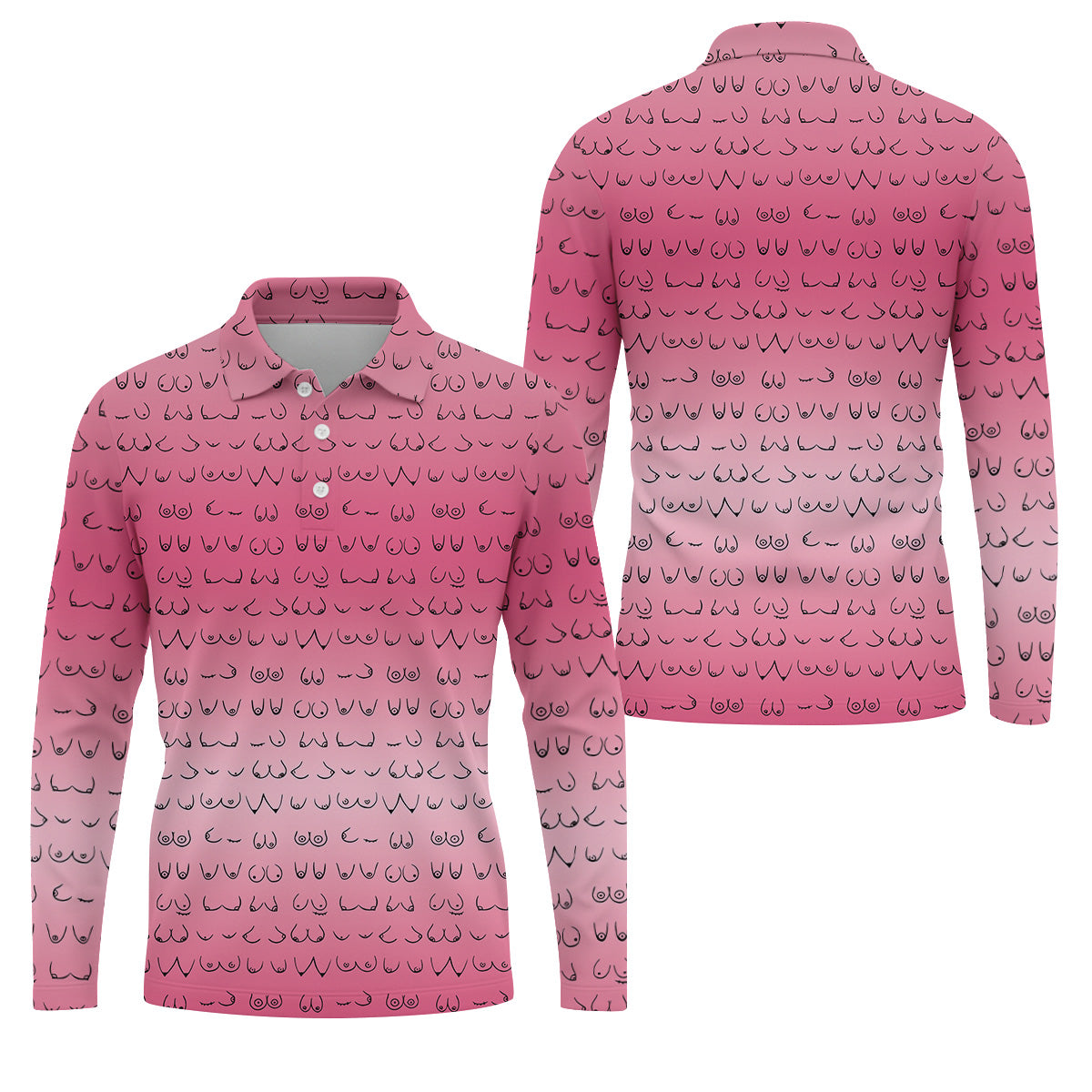 Funny Boobs Men's Pink Golf Polo, Golf Tops For Men, Unique Gift For Golfer, Golfing Apparel