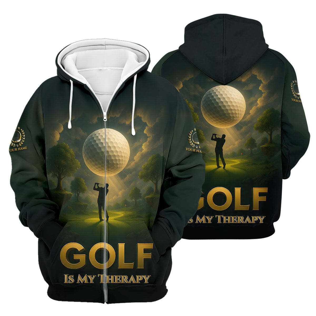 Golf Is My Therapy Cool Golf Polos, Golf Shirts For Men, Personalized Golf Ball Hoodies For Men, Customized Golf Polos
