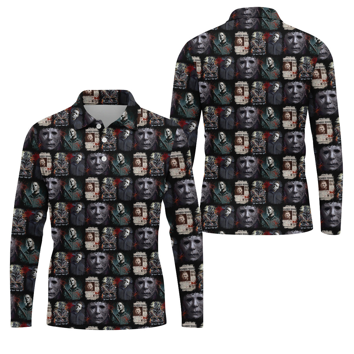 Michael Myers Halloween Fun Men's Golf Polos, Classic Horror Characters Men Polo, Horror Movie Shirt