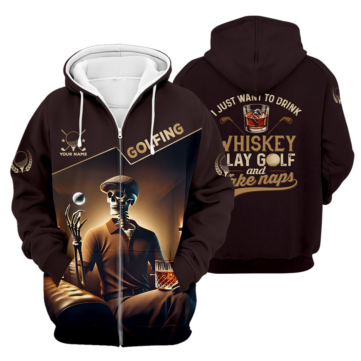 I Just Wanna To Drink Whiskey And Play Golf Customize Golf Shirts For Men, Best Gifts For Golfers, Dad Golf Gift