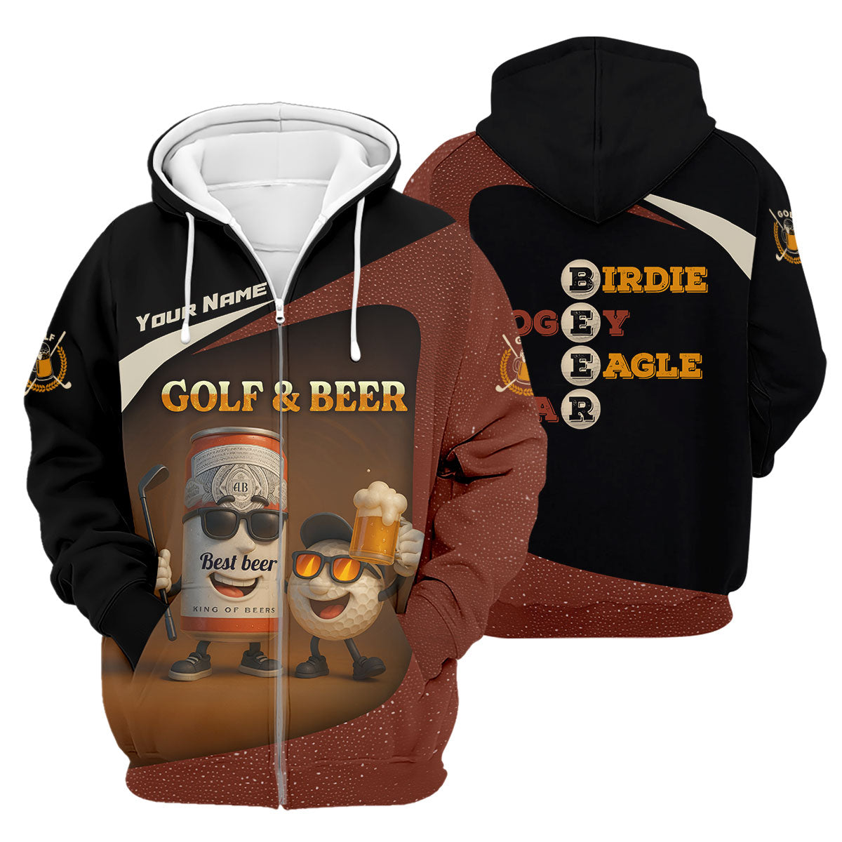 Golf And Beer Custom Men's Polo Shirts, Dad Golf Gift, Golfing Apparel, Gifts For Beer Lovers