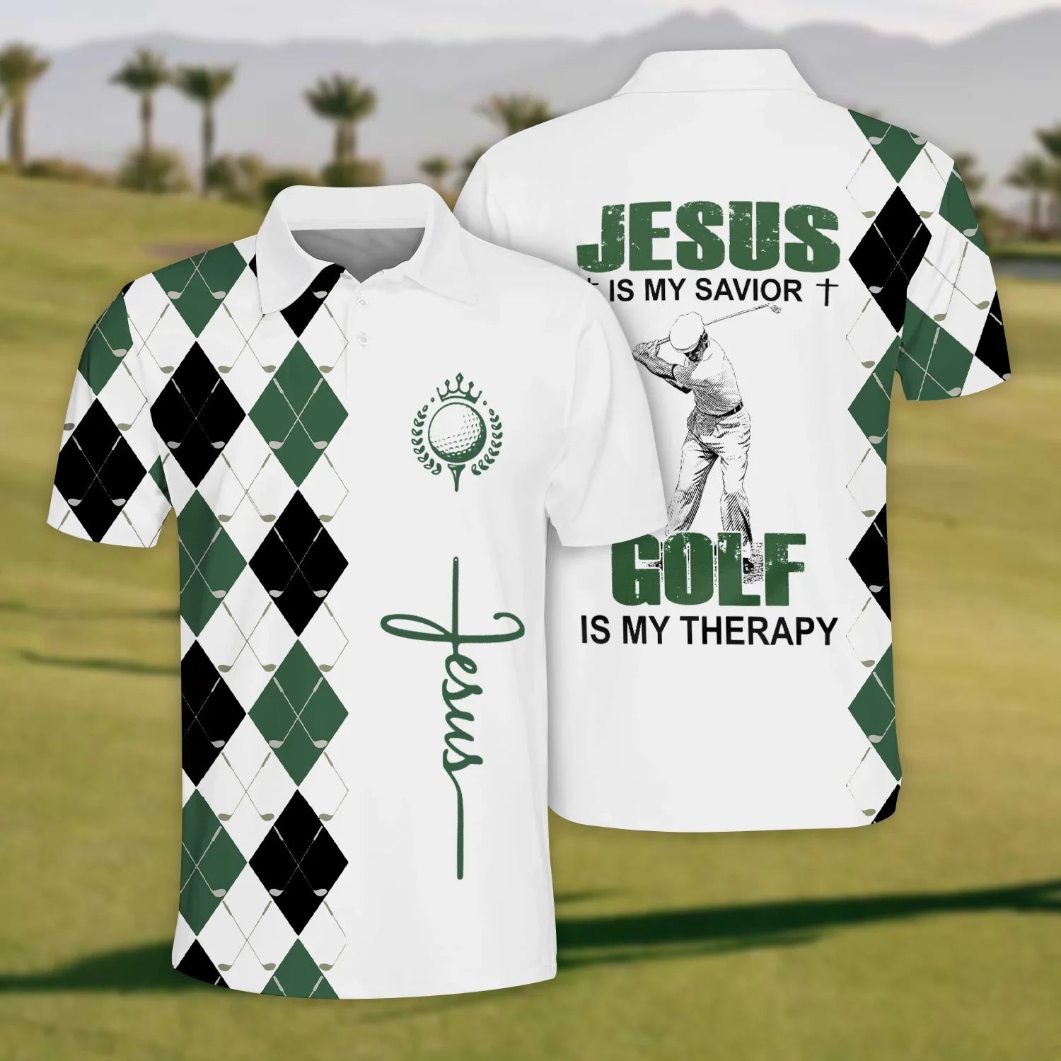 Jesus Is My Savior Golf Polo Shirt, Mens Golf Shirt, Christian Shirt For Men