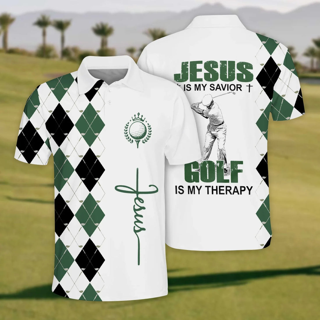 Jesus Is My Savior Golf Polo Shirt, Mens Golf Shirt, Christian Shirt For Men