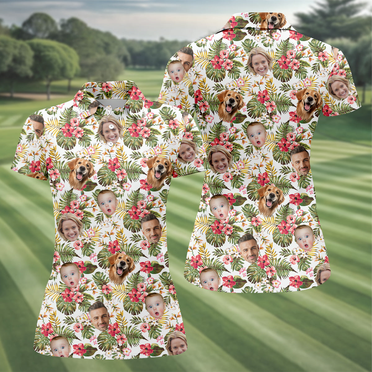 Custom Hawaiian Shirt With Face, Womens Golf Gifts, Women's Long Sleeve Golf Shirts, Ladies Golf Tops